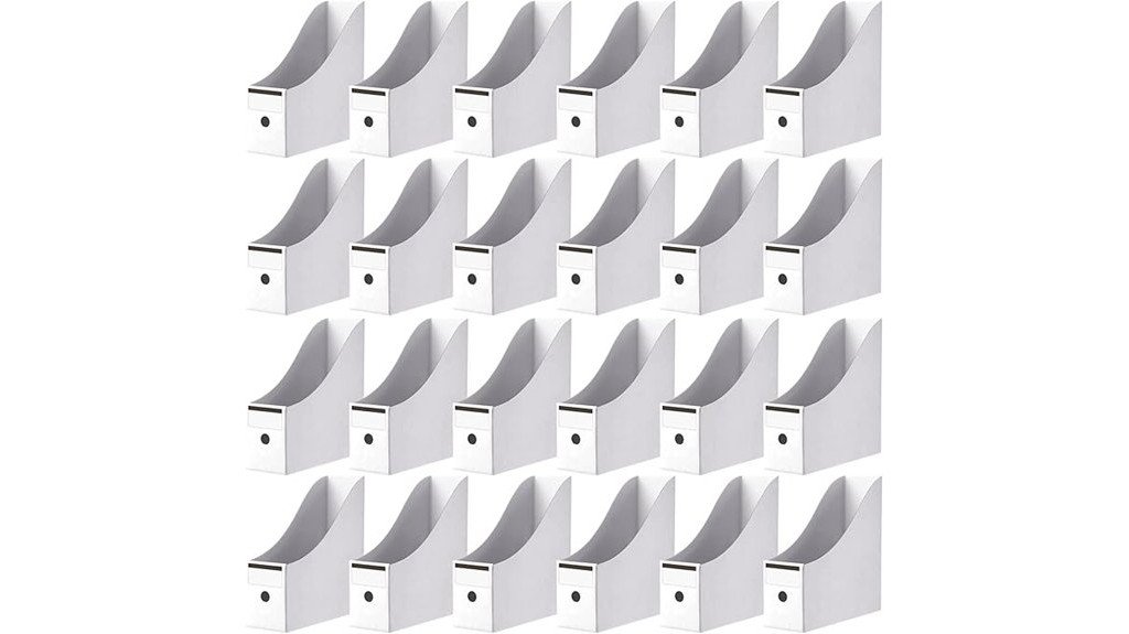 white cardboard magazine holders